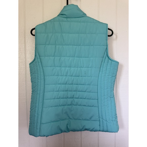 New York & Company Womens Aqua Blue Quilted Puffer Vest Full Zip Small - Picture 3 of 3